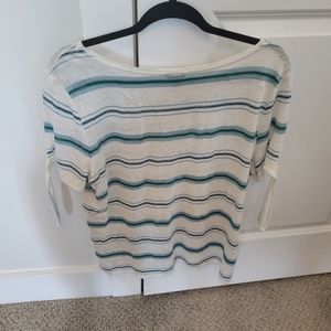 Ann Taylor Stripe Linen Tee Size L